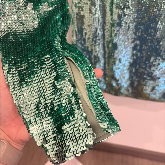 Show Me Your MuMu Matilda Mini Dress - Aqua Liquid Sequins - Picture 3 of 5